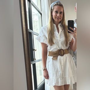 White Jcrew shirt dress - Ruffle-hem shirtdress in cotton poplin